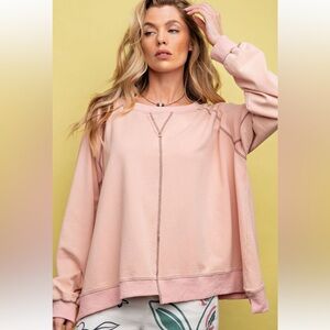 856 ❤️ EASEL MINERAL WASHED TERRY KNIT BOXY PULLOVER